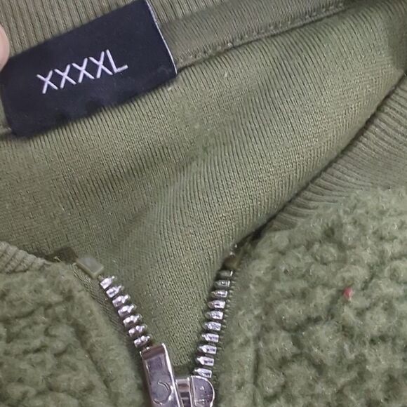 Zyia Womens Jacket XXXXL Green Olive Flying V Fleece Bomber Jacket 4X - Picture 8 of 12